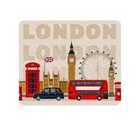Tappetino per mouse da gioco di Londra con famosi monumenti e luoghi d'interesse della Gran Bretagna, motivo artistico, destinazione turistica, antiscivolo in gomma per computer, laptop e ufficio,