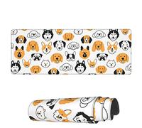 Tappetino per Mouse da Gioco Doodle Dogs Pug Corgi Husky Tappetino Mouse Gaming Lavabile Mousepad Forma Rettangolare, per Computer, Casa, Ufficio, 80x30cm