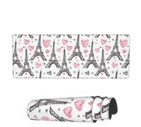 Tappetino Per Mouse Da Gioco Doodle Hearts Paris Towers Tappetino Mouse Pad Antipolvere Sottomano, Per Gaming Mouse, Casa, Ufficio, 80x30cm
