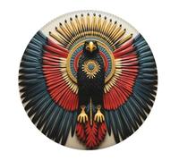 Tappetino per Mouse da Gioco Eagle Abstract Feather Native American Vintage Tappetino Mouse Gaming Lavabile Base Antiscivolo in Gomma Sottomano, per Ufficio, Casa, Scrivania, 20cm