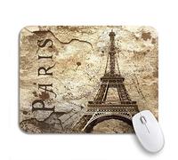 Tappetino Per Mouse Da Gioco Eiffel Vintage View Of Paris Retro Tower Border Destination Tappetino Mouse Piccolo Base Antiscivolo In Gomma Antipolvere Sottomano, Per Ufficio, Gioco, 25 x 30cm