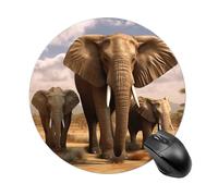 Tappetino per Mouse da Gioco Elephant Family Tappetino Mouse Gaming Portatile Facile da Pulire Sottomano, per Ufficio, Laptop, Gaming, 20cm