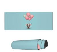 Tappetino Per Mouse Da Gioco Elephant With Pink Balloons Tappetini Mouse Lavabile Mousepad Forma Rettangolare, Per Scrivania, Laptop, Ufficio, 80x30cm