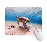 Tappetino per Mouse da Gioco Endangered Hawaiian Green Sea Turtle Cruises in The Warm Tappetino Mouse Base Antiscivolo in Gomma Confortevole Sottomano, per Computer, Gaming Mouse, 25 x 30cm