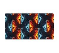 Tappetino per mouse da gioco estensibile, compatibile con sassofono con acqua e fuoco, per protezione tastiera da scrivania, tappetino per mouse con base in gomma e bordi cuciti per lavoro, ufficio, c