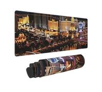 Tappetino per mouse da gioco, esteso con bordi cuciti, grande tappetino da scrivania con base antiscivolo, vista notturna di Las Vegas, tappetino per mouse per giochi e ufficio, 80 x 30 cm