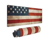 Tappetino per mouse da gioco, esteso, con bordi cuciti, grande tappetino da scrivania con base antiscivolo, vintage, bandiera americana americana, tappetino per mouse per giochi e ufficio, 80 x 30 cm