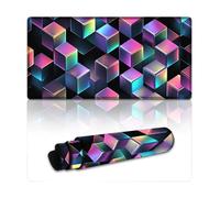 Tappetino per mouse da gioco esteso con motivo a reticolo 3D vibrante (30,5x61 cm) - Tappetino da scrivania XXL con bordi cuciti resistenti per tastiera e mouse - Base in gomma antiscivolo e resiste