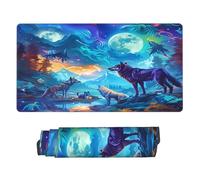 Tappetino per mouse da gioco esteso con motivo "Violent Wolf Night Sky", 30 x 16 cm, grande tappetino da scrivania per tastiera e mouse, tappetino da scrivania impermeabile per ufficio, base in gomma
