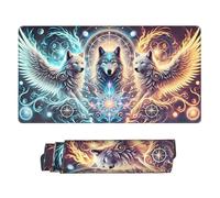 Tappetino per mouse da gioco esteso Mystical Wolf 30 x 16, grande tappetino da scrivania per tastiera e mouse, tappetino da scrivania impermeabile per ufficio, base in gomma antiscivolo, bordi cuciti