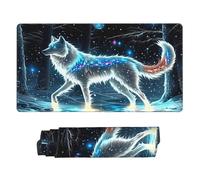 Tappetino per mouse da gioco esteso White Wolf 30 x 16, grande tappetino da scrivania per tastiera e mouse, tappetino da scrivania impermeabile per ufficio, base in gomma antiscivolo, bordi cuciti