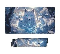 Tappetino per mouse da gioco esteso White Wolf Full Moon Winter 30 x 16, grande tappetino da scrivania per tastiera e mouse, tappetino da scrivania impermeabile per ufficio, base in gomma antiscivolo