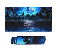 Tappetino per mouse da gioco esteso Wolf Couple 30 x 16, grande tappetino da scrivania per tastiera e mouse, tappetino da scrivania impermeabile per ufficio, base in gomma antiscivolo, bordi cuciti