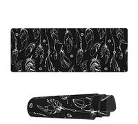 Tappetino Per Mouse Da Gioco Ethnic Black Feathers Vintage Tappetini Mouse Lavabile Sottomano, Per Casa, Computer, Laptop, 80x30cm
