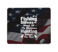Tappetino per Mouse da Gioco Fishing Solves Most of My Problems Hunting Solves The Rest Tappetino Mouse Pad Base Antiscivolo in Gomma Antipolvere Sottomano, per Computer, Laptop, Gaming, 25x30cm