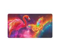 Tappetino per mouse da gioco Flamingo & Butterfly Dreamscape 30L × 16W pollici, tastiera per laptop estesa di grandi dimensioni, base in gomma antiscivolo con bordi cuciti per computer da ufficio dom