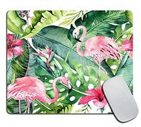 Tappetino per Mouse da Gioco Flamingo,Tropical Green Botanical Tappetino Mouse Gaming Facile da Pulire Personalizzato Sottomano, per Casa, Gaming, Ufficio, 25x30cm