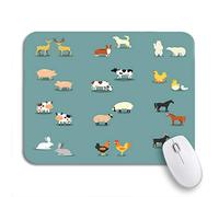 Tappetino per Mouse da Gioco Flat Farm Animals And Pets Goat Animal Chicken Sheep Tappetini Mouse Portatile Base Antiscivolo in Gomma Mousepad Forma Rettangolare, per Gioco, Scrivania, 25 x 30cm