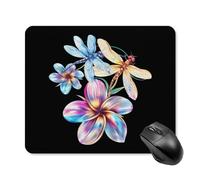 Tappetino per Mouse da Gioco Flower Dragonflies Dragonfly Tappetino per Il Mouse Antiscivolo Portatile Impermeabile Mousepad Forma Rettangolare, per Gaming Mouse, Computer, Ufficio, 25x30cm