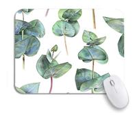 Tappetino Per Mouse Da Gioco Flower Pattern Green Eucalyptus On White Spring Plants Botanical Tappetino Mouse Pad Personalizzato Portatile Tappetini Mouse, Per Casa, Computer, 25 x 30cm