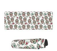 Tappetino Per Mouse Da Gioco Flower Sugar Skull Day Of The Dead Tappetino Per Il Mouse Antiscivolo Antipolvere Mousepad Forma Rettangolare, Per Ufficio, Scrivania, Gaming Mouse, 80x30cm