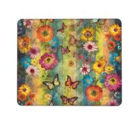 Tappetino per Mouse da Gioco Flowers And Butterflies Print Tappetini Mouse Impermeabile Facile da Pulire Mousepad Forma Rettangolare, per Computer, Casa, Ufficio, 25x30cm