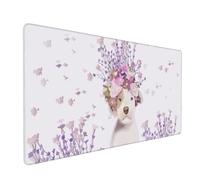 Tappetino per mouse da gioco Flowers and Dog Design (1000x500mm) | Bordi cuciti e superficie facile da pulire per l'uso domestico e in ufficio