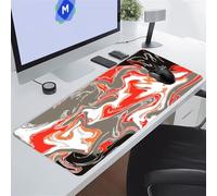 Tappetino per Mouse da Gioco Fluido Rosso Nero Tappetino Mouse XXL 900x400x3 mm Tappetino Scrivania Grande Controllo Preciso del Mouse, Tenuta Stabile, Lavabile, Sottomano per Ufficio e casa