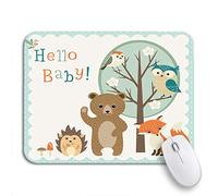 Tappetino Per Mouse Da Gioco Fox Baby Cute Animals Owl Bear Hello Tappetino Per Il Mouse Antiscivolo Confortevole Base Antiscivolo In Gomma Tappetino Mouse Gaming, Per Gioco, Computer, 25 x 30cm