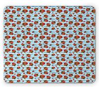Tappetino per Mouse da Gioco Fruit Vintage Style Watercolor Wild Berries On Blue And White Stripes Tappetino Mouse Pad Impermeabile Confortevole Sottomano, per Casa, Laptop, Ufficio, 25x30cm
