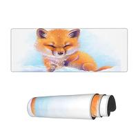 Tappetino Per Mouse Da Gioco Funny Snow Cute Baby Fox Tappetino Mouse Gaming Base Antiscivolo In Gomma Mousepad Forma Rettangolare, Per Computer, Casa, Ufficio, 80x30cm
