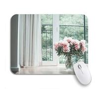 Tappetino per Mouse da Gioco Glorious Pastel Pink Bouquet of Peonies in Glass Jug Tappetino Mouse Base Antiscivolo in Gomma Facile da Pulire Tappetini Mouse, per Computer, Gioco, 25 x 30cm