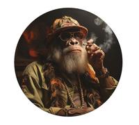 Tappetino per Mouse da Gioco Gorilla Smoking Cigar Cool Tappetino per Il Mouse Antiscivolo Facile da Pulire Lavabile Mousepad, per Ufficio, Casa, Scrivania, 20cm