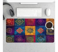 Tappetino per mouse da gioco grande con mandala floreale vibrante, 12x24 pollici, tappetino da scrivania esteso con base in gomma antiscivolo, tastiera e mouse per computer impermeabili, per giocator