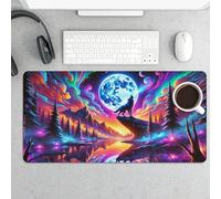 Tappetino per mouse da gioco grande Dark Wolf Howling Under The Moon 12x24 pollici, tappetino da scrivania esteso con base in gomma antiscivolo, tastiera e mouse per computer impermeabili, per uffici
