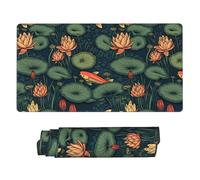 Tappetino per mouse da gioco grande e allungato con motivo Koi giapponese per scrivania, tappetino per tastiera e mouse da 30 x 16 pollici, tappetino da scrivania impermeabile con bordi cuciti, base