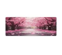 Tappetino per mouse da gioco grande e esteso Cherry Blossoms 31,5"x12" - Tappetino da scrivania XXL per tastiera e mouse - Base in gomma antiscivolo e bordi cuciti resistenti