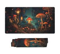 Tappetino per mouse da gioco grande e esteso Mushroom Forest per scrivania, tappetino per tastiera e mouse da 30 x 16 pollici, tappetino da scrivania impermeabile con bordi cuciti, base in gomma ant