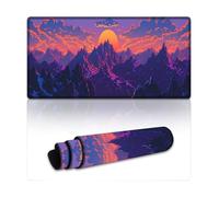 Tappetino per mouse da gioco grande e esteso Purple Mountains Sunset (12x24 pollici) - Tappetino da scrivania XXL con bordi cuciti resistenti per tastiera e mouse - Base in gomma antiscivolo e resis