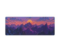Tappetino per mouse da gioco grande e esteso Purple Mountains Sunset (12x31,5 pollici) - Tappetino da scrivania XXL con bordi cuciti resistenti per tastiera e mouse - Base in gomma antiscivolo e res