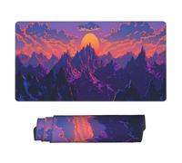 Tappetino per mouse da gioco grande e esteso Purple Mountains Sunset per scrivania, tappetino per tastiera e mouse da 30 x 16 pollici, tappetino da scrivania impermeabile con bordi cuciti, base in g