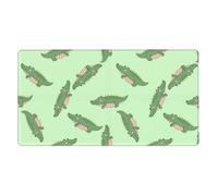 Tappetino per mouse da gioco grande ed esteso con bordi cuciti, compatibile con il simpatico coccodrillo verde, base in gomma antiscivolo e impermeabile per ufficio, computer, tastiera, laptop, 16x29,