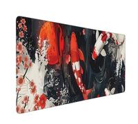 Tappetino per mouse da gioco grande Koi Fish, tappetino da scrivania esteso da 35,5 x 16 pollici per tastiera e mouse, tappetino per mouse per computer impermeabile con bordi cuciti e base antiscivo