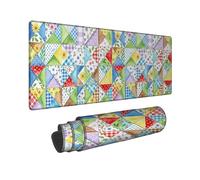 Tappetino per mouse da gioco grande, motivo patchwork colorato, design geometrico con bordo cucito, tappetino in gomma antiscivolo lavabile per computer domestico e ufficio, computer portatile, 40,6 x