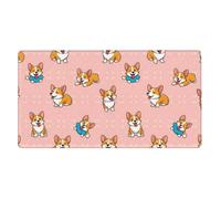 Tappetino per mouse da gioco grande per tastiera con base in gomma antiscivolo per casa e ufficio, compatibile con i simpatici cagnolini Corgi dei cartoni animati, 16x29,5 pollici