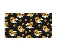 Tappetino per mouse da gioco, grande tappetino per mouse da scrivania esteso per tastiera, computer portatile, compatibile con Dark Fire Chinese Golden Dragon Japanese Totem Black Art, 16x29,5 pollici