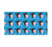 Tappetino per mouse da gioco, grande tappetino per mouse da scrivania, grande tappetino esteso per tastiera, computer portatile, compatibile con Axolotl Hearts and Bubbles, verde acqua, 16x29,5 pollic