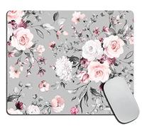 Tappetino per Mouse da Gioco Gray And Pink Flowers Tappetino Mouse Antipolvere Impermeabile Sottomano, per Gaming, Computer, Laptop, 25x30cm