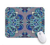 Tappetino per Mouse da Gioco Gray Flower Mandala Oriental Ethnic Circular Teal Tones Tappetino Mouse Gaming Impermeabile Antipolvere Tappetino Mouse Piccolo, per Ufficio, Computer, 25 x 30cm