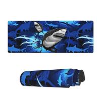 Tappetino per Mouse da Gioco Great White Shark Palm Tree Tappetino per Il Mouse Antiscivolo Lavabile Mousepad Forma Rettangolare, per Computer, Gaming Mouse, Ufficio, 80x30cm